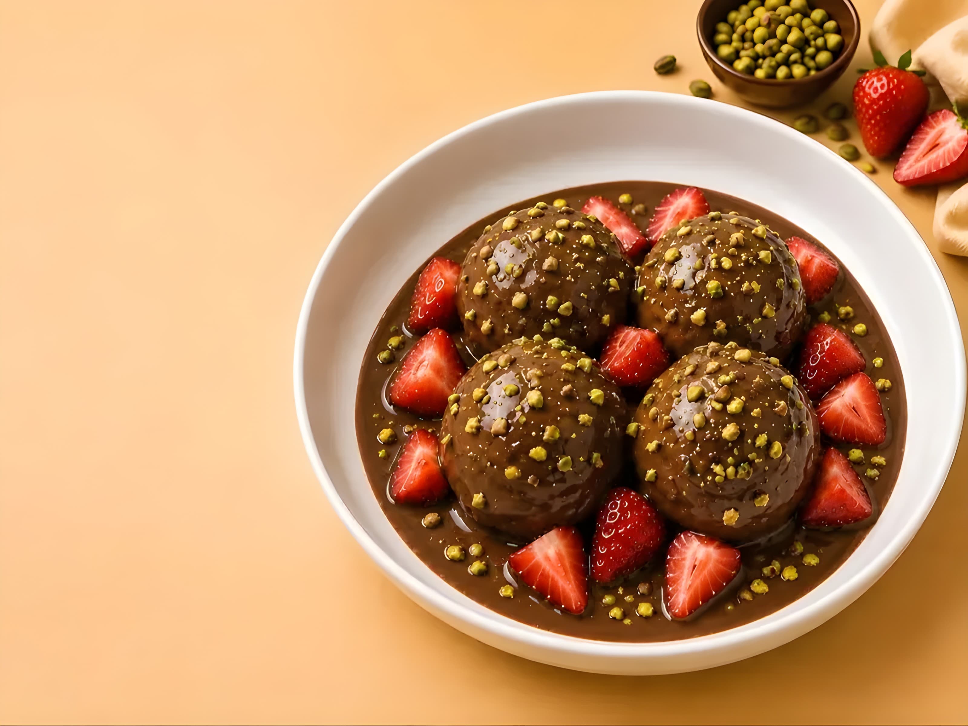 Sütlü Çikolatalı & Çilekli & Fıstıklı Profiterol